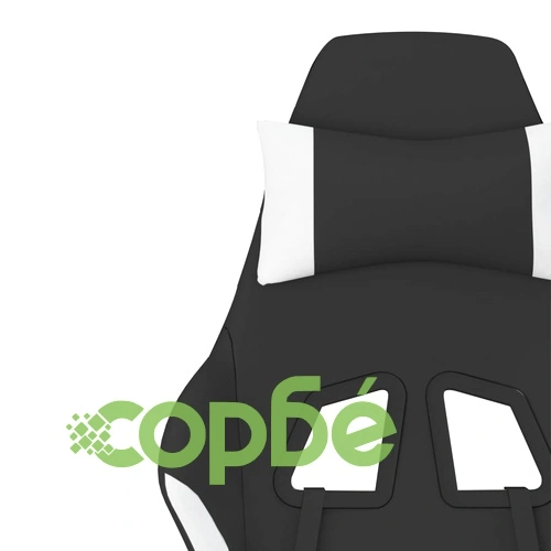 Гейминг стол с опора за крака, черно и Бял, плат ➤ топ цена ➤ sorbe.bg