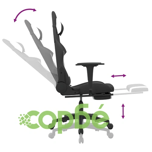 Гейминг стол с опора за крака, черно и Бял, плат ➤ топ цена ➤ sorbe.bg