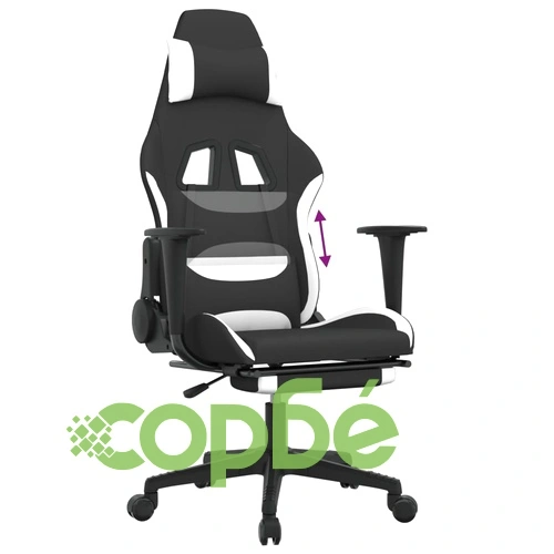 Гейминг стол с опора за крака, черно и Бял, плат ➤ топ цена ➤ sorbe.bg