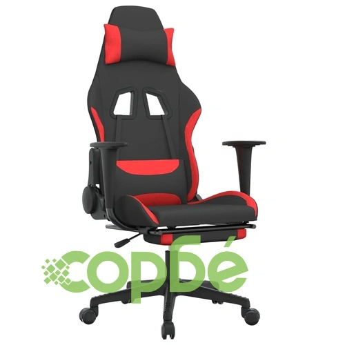 Гейминг стол с опора за крака, черно и Червен, плат ➤ топ цена ➤ sorbe.bg