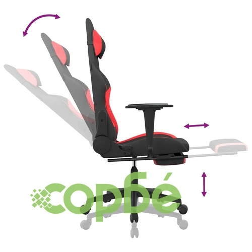 Гейминг стол с опора за крака, черно и Червен, плат ➤ топ цена ➤ sorbe.bg