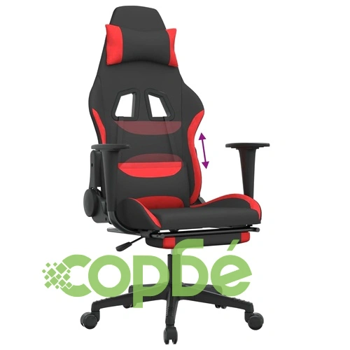 Гейминг стол с опора за крака, черно и Червен, плат ➤ топ цена ➤ sorbe.bg