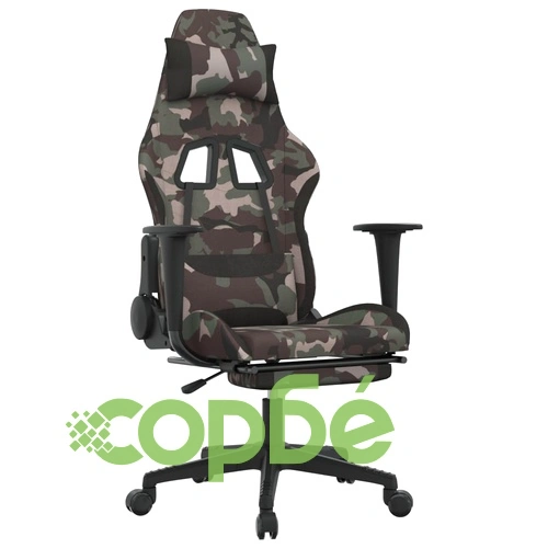 Гейминг стол с опора за крака, камуфлаж и черно, текстил ➤ топ цена ➤ sorbe.bg