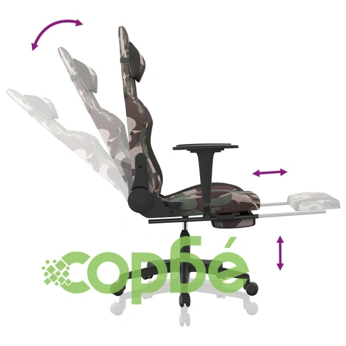 Гейминг стол с опора за крака, камуфлаж и черно, текстил ➤ топ цена ➤ sorbe.bg