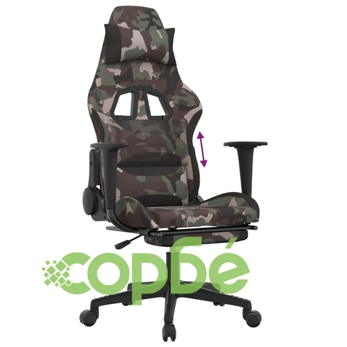 Гейминг стол с опора за крака, камуфлаж и черно, текстил ➤ топ цена ➤ sorbe.bg