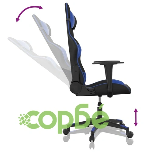 Гейминг стол, черно и синьо, изкуствена кожа ➤ топ цена ➤ sorbe.bg