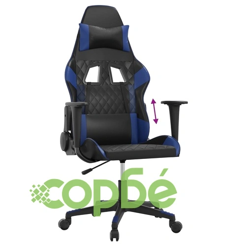 Гейминг стол, черно и синьо, изкуствена кожа ➤ топ цена ➤ sorbe.bg