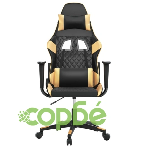 Гейминг стол, черно и златисто, изкуствена кожа ➤ топ цена ➤ sorbe.bg