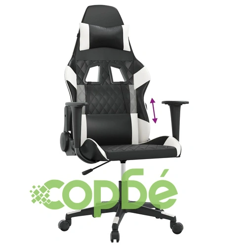 Гейминг стол, черно и бяло, изкуствена кожа ➤ топ цена ➤ sorbe.bg