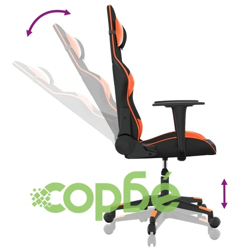 Гейминг стол, черно и оранжево, изкуствена кожа ➤ топ цена ➤ sorbe.bg