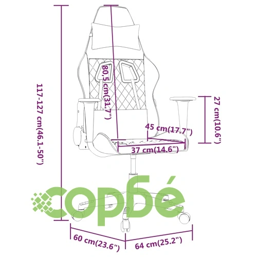 Гейминг стол, бяло и розово, изкуствена кожа ➤ топ цена ➤ sorbe.bg
