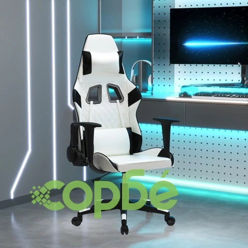 Гейминг стол, бяло и черно, изкуствена кожа ➤ топ цена ➤ sorbe.bg