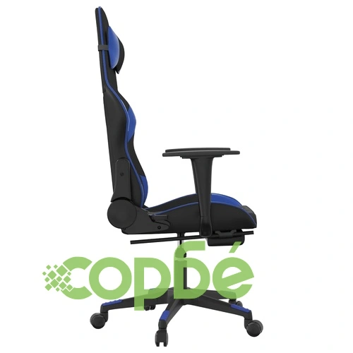 Гейминг стол с опора, черно и синьо, изкуствена кожа ➤ топ цена ➤ sorbe.bg