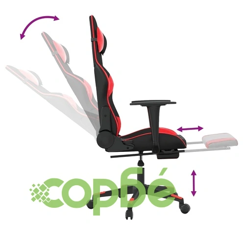 Гейминг стол с опора, черно и червено, изкуствена кожа ➤ топ цена ➤ sorbe.bg