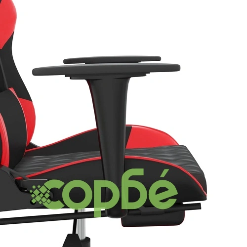 Гейминг стол с опора, черно и червено, изкуствена кожа ➤ топ цена ➤ sorbe.bg