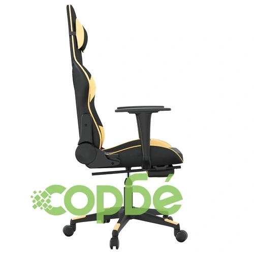 Гейминг стол с опора за крака черно и златисто изкуствена кожа ➤ топ цена ➤ sorbe.bg