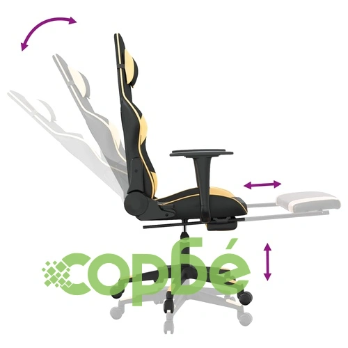 Гейминг стол с опора за крака черно и златисто изкуствена кожа ➤ топ цена ➤ sorbe.bg