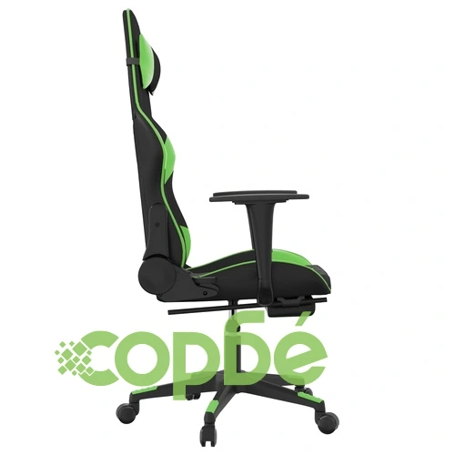 Гейминг стол с опора за крака, черно и зелено, изкуствена кожа ➤ топ цена ➤ sorbe.bg