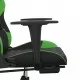 Гейминг стол с опора за крака, черно и зелено, изкуствена кожа