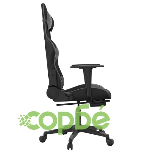 Гейминг стол с опора за крака, черно и cиво, изкуствена кожа ➤ топ цена ➤ sorbe.bg