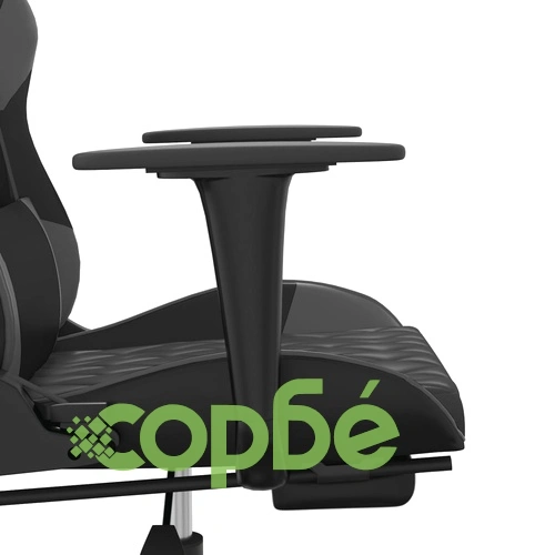 Гейминг стол с опора за крака, черно и cиво, изкуствена кожа ➤ топ цена ➤ sorbe.bg