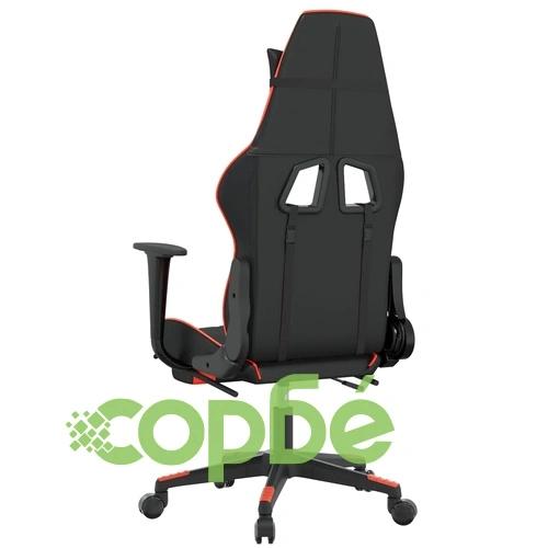 Гейминг стол с опора за крака, черно и оранжев, изкуствена кожа ➤ топ цена ➤ sorbe.bg