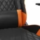 Гейминг стол с опора за крака, черно и оранжев, изкуствена кожа