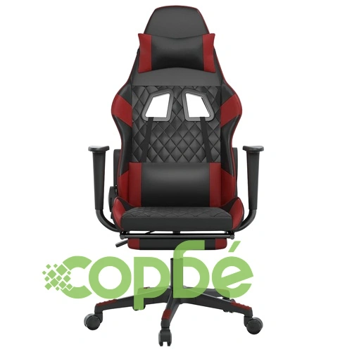 Гейминг стол с опора, черно и виненочервено, изкуствена кожа ➤ топ цена ➤ sorbe.bg