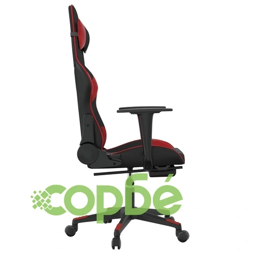 Гейминг стол с опора, черно и виненочервено, изкуствена кожа ➤ топ цена ➤ sorbe.bg