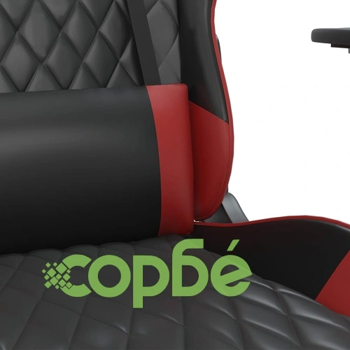 Гейминг стол с опора, черно и виненочервено, изкуствена кожа ➤ топ цена ➤ sorbe.bg