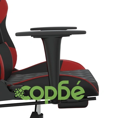 Гейминг стол с опора, черно и виненочервено, изкуствена кожа ➤ топ цена ➤ sorbe.bg