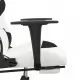 Гейминг стол с опора за крака, бяло и черно, изкуствена кожа