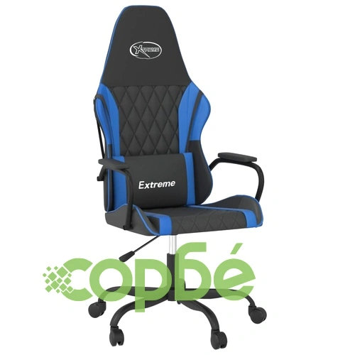 Гейминг стол, черно и синьо, изкуствена кожа ➤ топ цена ➤ sorbe.bg