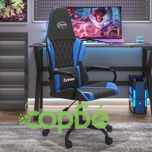 Гейминг стол, черно и синьо, изкуствена кожа ➤ топ цена ➤ sorbe.bg