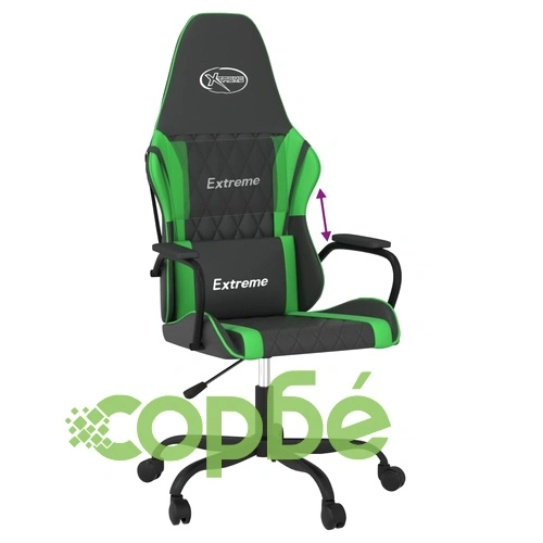 Гейминг стол, черно и зелено, изкуствена кожа ➤ топ цена ➤ sorbe.bg