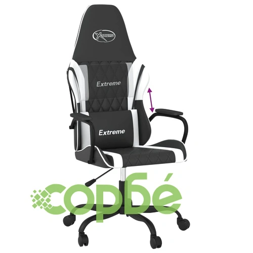 Гейминг стол, черно и бяло, изкуствена кожа ➤ топ цена ➤ sorbe.bg