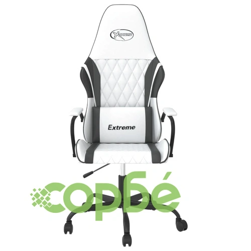 Гейминг стол, бяло и черно, изкуствена кожа ➤ топ цена ➤ sorbe.bg