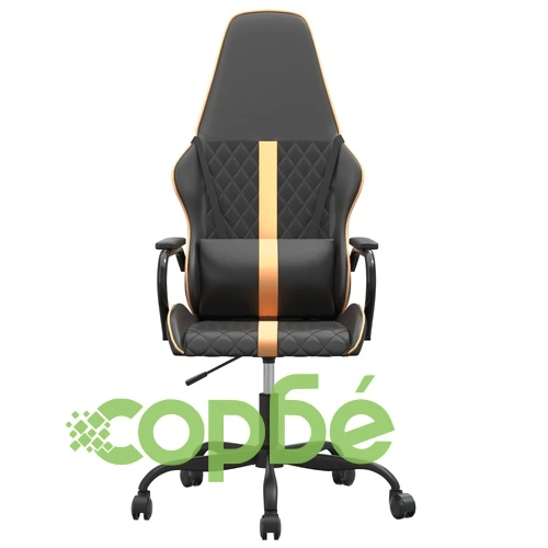 Гейминг стол, черно и златисто, изкуствена кожа ➤ топ цена ➤ sorbe.bg