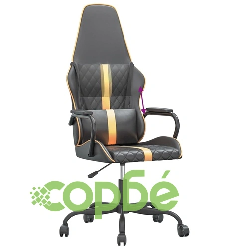 Гейминг стол, черно и златисто, изкуствена кожа ➤ топ цена ➤ sorbe.bg