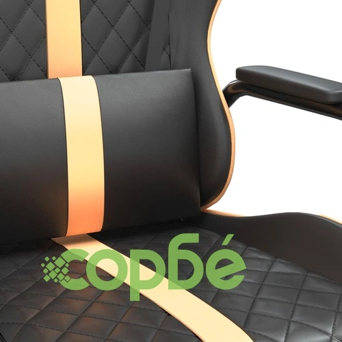 Гейминг стол, черно и златисто, изкуствена кожа ➤ топ цена ➤ sorbe.bg