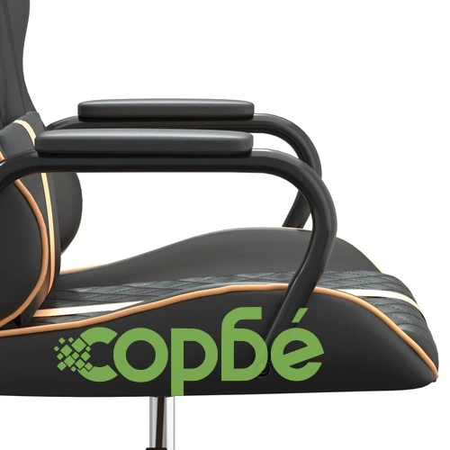 Гейминг стол, черно и златисто, изкуствена кожа ➤ топ цена ➤ sorbe.bg