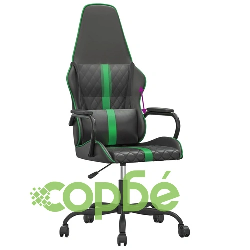 Гейминг стол, черно и зелено, изкуствена кожа ➤ топ цена ➤ sorbe.bg