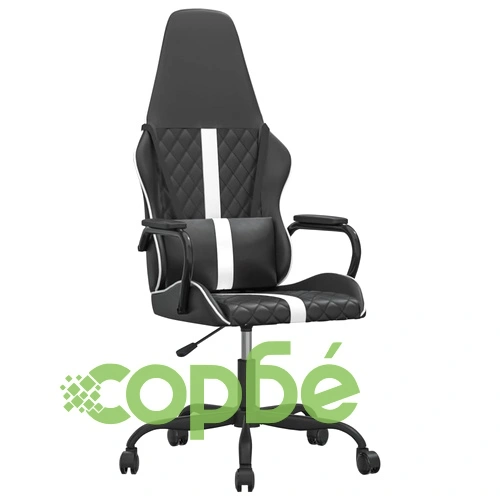 Гейминг стол, черно и бяло, изкуствена кожа ➤ топ цена ➤ sorbe.bg