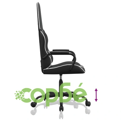 Гейминг стол, черно и бяло, изкуствена кожа ➤ топ цена ➤ sorbe.bg