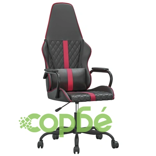 Гейминг стол, черно и виненочервено, изкуствена кожа ➤ топ цена ➤ sorbe.bg