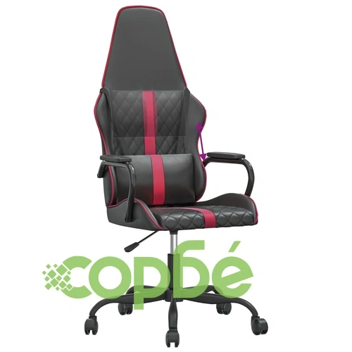 Гейминг стол, черно и виненочервено, изкуствена кожа ➤ топ цена ➤ sorbe.bg