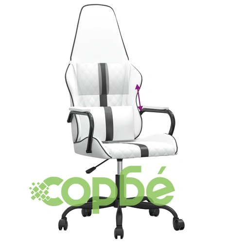 Гейминг стол, бяло и черно, изкуствена кожа ➤ топ цена ➤ sorbe.bg