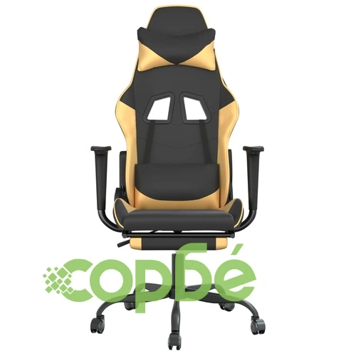 Гейминг стол с опора за крака черно и златисто изкуствена кожа ➤ топ цена ➤ sorbe.bg