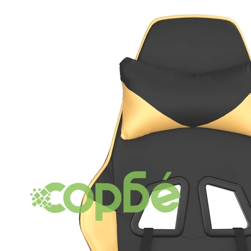 Гейминг стол с опора за крака черно и златисто изкуствена кожа ➤ топ цена ➤ sorbe.bg