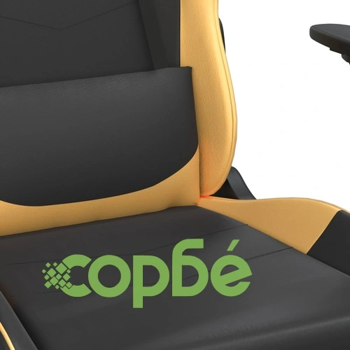 Гейминг стол с опора за крака черно и златисто изкуствена кожа ➤ топ цена ➤ sorbe.bg
